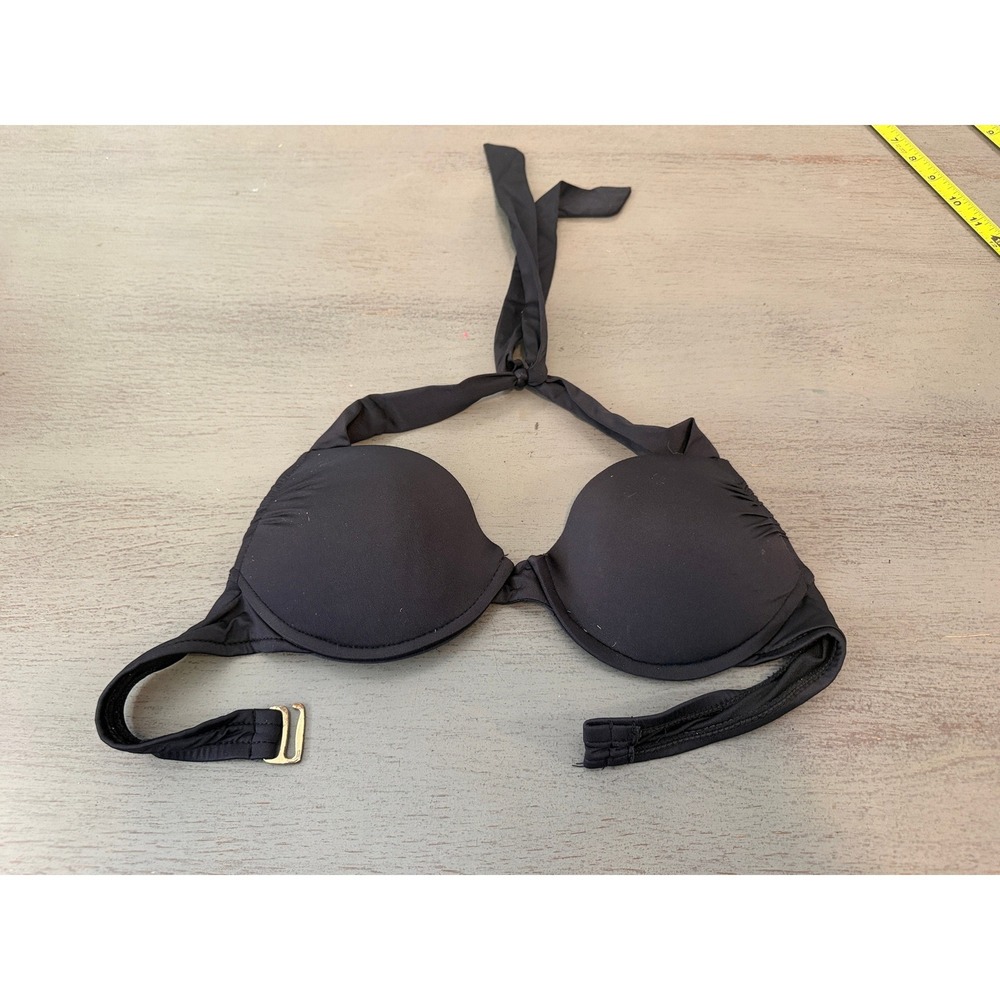 Mossimo Black Halter Bikini Top Underwire Molded Cup Size M